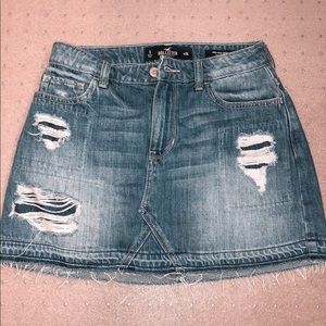 hollister high wasted jean skirt